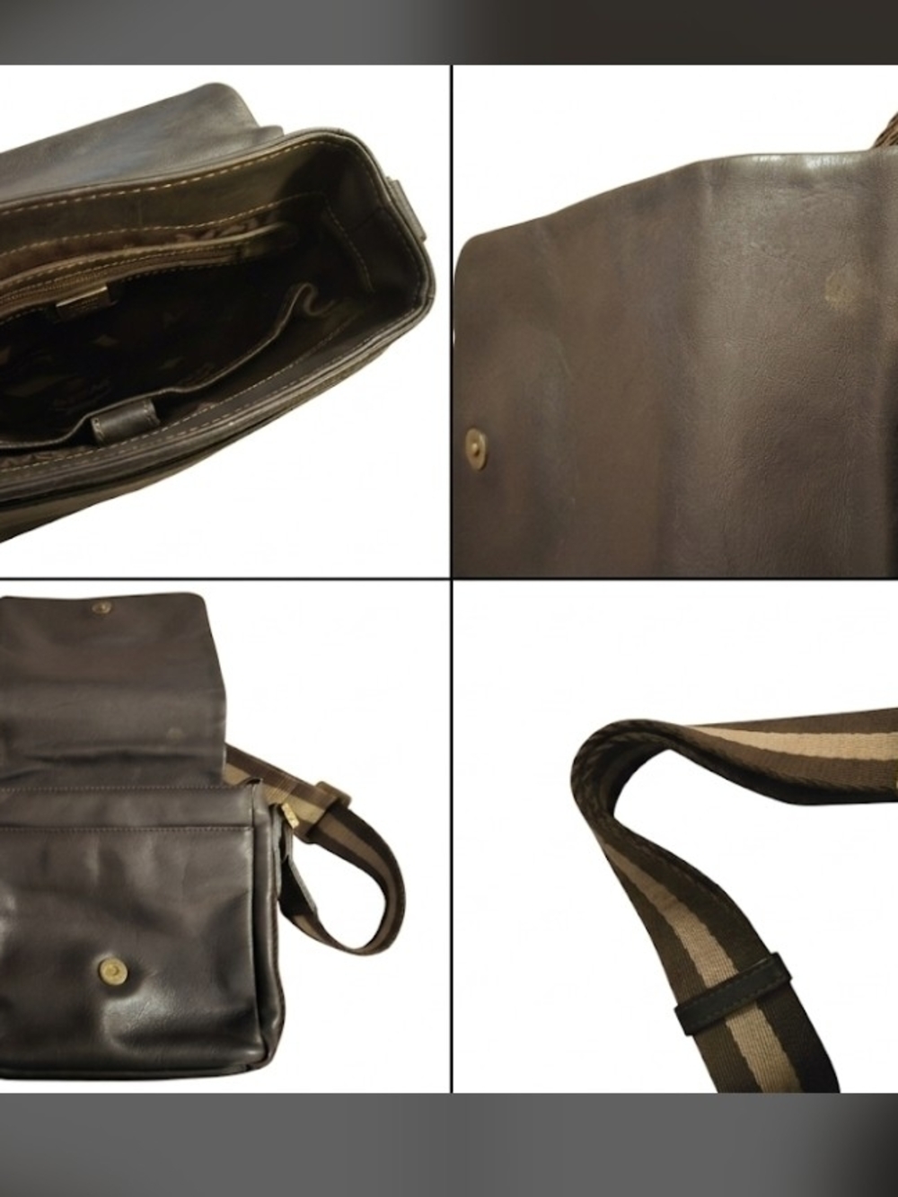 MCM Black Leather Messenger Bag with Brown Striped Strap-EUC! - Picture 4 of 5
